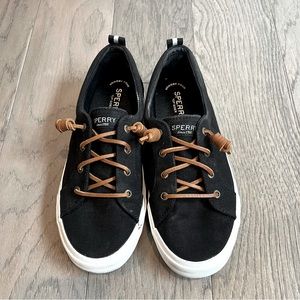 Sperry Pier Wave Canvas Shoes in Black, Size 8.5